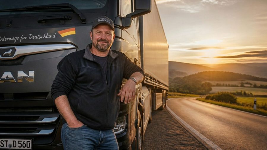 Berufskraftfahrer vor seinem Lkw – Fahreignungsuntersuchung nach FeV